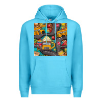 Ocean Blue school bus coffee and star with leopard seamless pattern bbs Premium Hoodie - BundleAndBundleShop