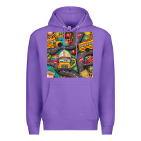 Purple school bus coffee and star with leopard seamless pattern bbs Premium Hoodie - BundleAndBundleShop