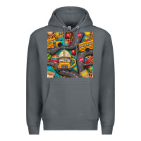 Rock school bus coffee and star with leopard seamless pattern bbs Premium Hoodie - BundleAndBundleShop