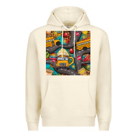 Sandshell school bus coffee and star with leopard seamless pattern bbs Premium Hoodie - BundleAndBundleShop