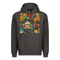 Smoke school bus coffee and star with leopard seamless pattern bbs Premium Hoodie - BundleAndBundleShop