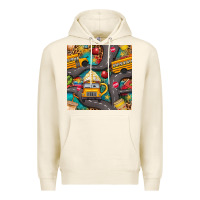 Tofu school bus coffee and star with leopard seamless pattern bbs Premium Hoodie - BundleAndBundleShop
