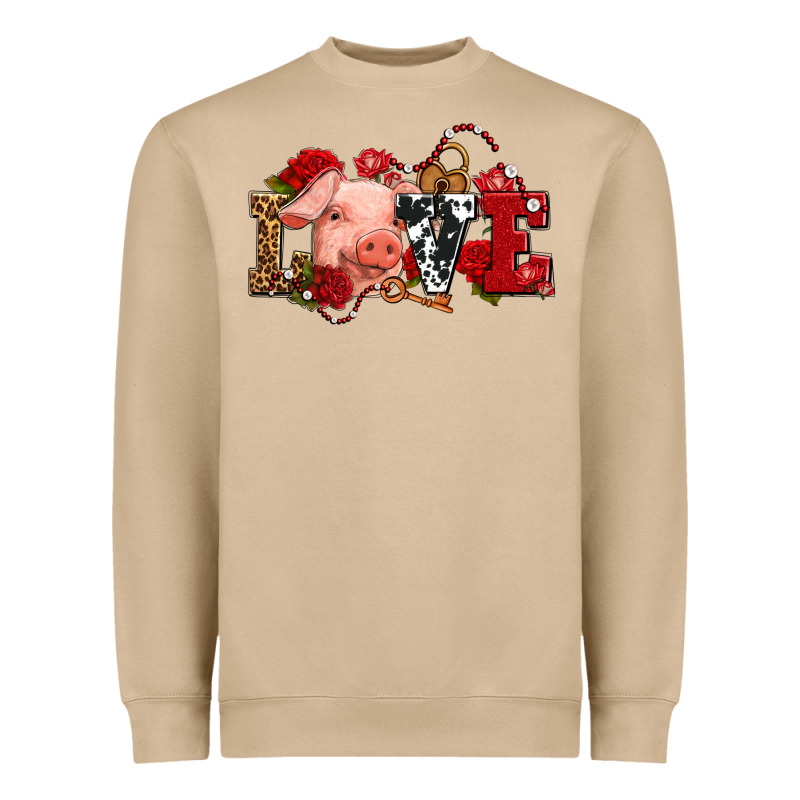 Love With Pig Olivia Heavyweight Sweatshirt by OliviaCreatesArt | Teevron