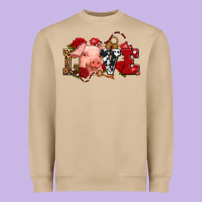 Love With Pig Olivia Heavyweight Sweatshirt Designed By Oliviacreatesart