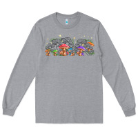Heather Grey magic mushroom Long Sleeve Tee - TumblerDesignByShophia