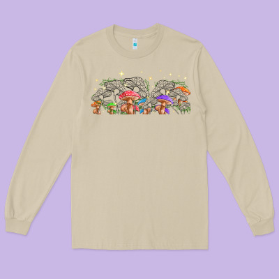 Magic Mushroom Long Sleeve Tee Designed By Tumblerdesignbyshophia
