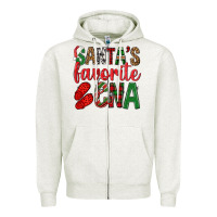 Oatmeal Heather Santa's Favorite Cna Zipper Hoodie - BundleAndBundleShop