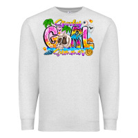 Oatmeal Heather spooky girl summer Premium Sweatshirt - CowhideDigitalArt
