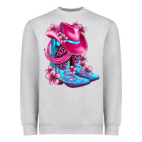 Heather Grey valentine cowboy boots and hat olivia Heavyweight Sweatshirt - OliviaCreatesArt