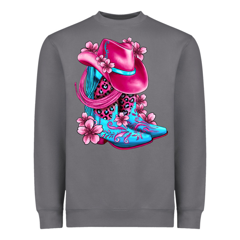 Valentine Cowboy Boots And Hat Olivia Heavyweight Sweatshirt by OliviaCreatesArt | Teevron