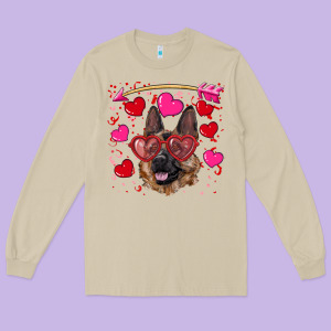 Valentine's German Shepherd Long Sleeve Tee Designed By Ranaportraitstore