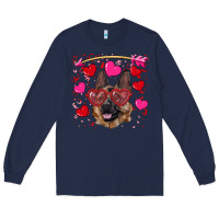 Navy valentine's german shepherd Long Sleeve Tee - RanaPortraitStore