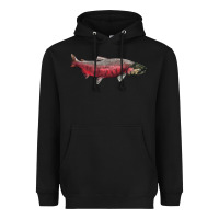 Black Chinook Salmon Fish Illustrations Heavyweight Hoodie - LillyAllenDesigns