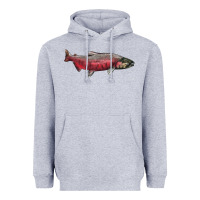 Heather Grey Chinook Salmon Fish Illustrations Heavyweight Hoodie - LillyAllenDesigns