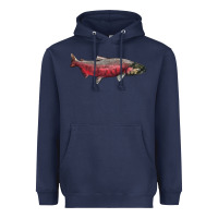 Navy Chinook Salmon Fish Illustrations Heavyweight Hoodie - LillyAllenDesigns