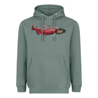 Sage Chinook Salmon Fish Illustrations Heavyweight Hoodie - LillyAllenDesigns