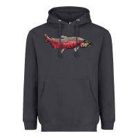 Smoke Chinook Salmon Fish Illustrations Heavyweight Hoodie - LillyAllenDesigns
