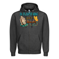 Charcoal Heather İn Everything Give Thanks Zipper Hoodie - BundleAndBundleShop