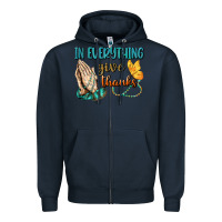 Navy İn Everything Give Thanks Zipper Hoodie - BundleAndBundleShop