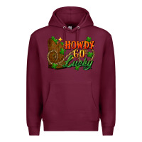 Burgundy Howdy go lucky st. patricks day Premium Hoodie - FaDigitalArtStudio