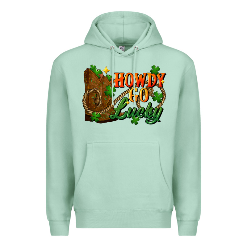 Howdy Go Lucky St. Patricks Day Premium Hoodie by FaDigitalArtStudio | Teevron