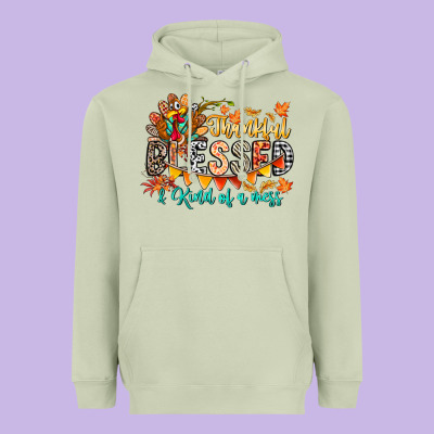 Thankful Blessed Kind Of Mess Heavyweight Hoodie Designed By Cowhidedigitalart