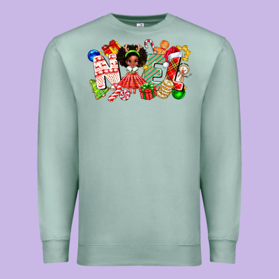 Noel Afro Girl Baby Premium Sweatshirt Designed By Cowhidedigitalart
