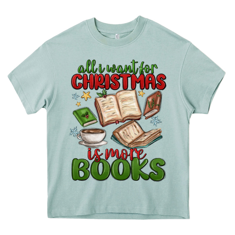 All I Want For Christmas Is More Books Heavy Core Tee by MaliasSmallBusiness | Teevron