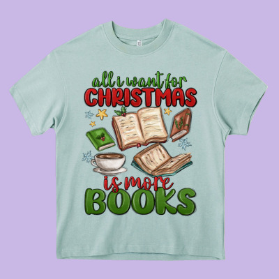 All I Want For Christmas Is More Books Heavy Core Tee Designed By Maliassmallbusiness