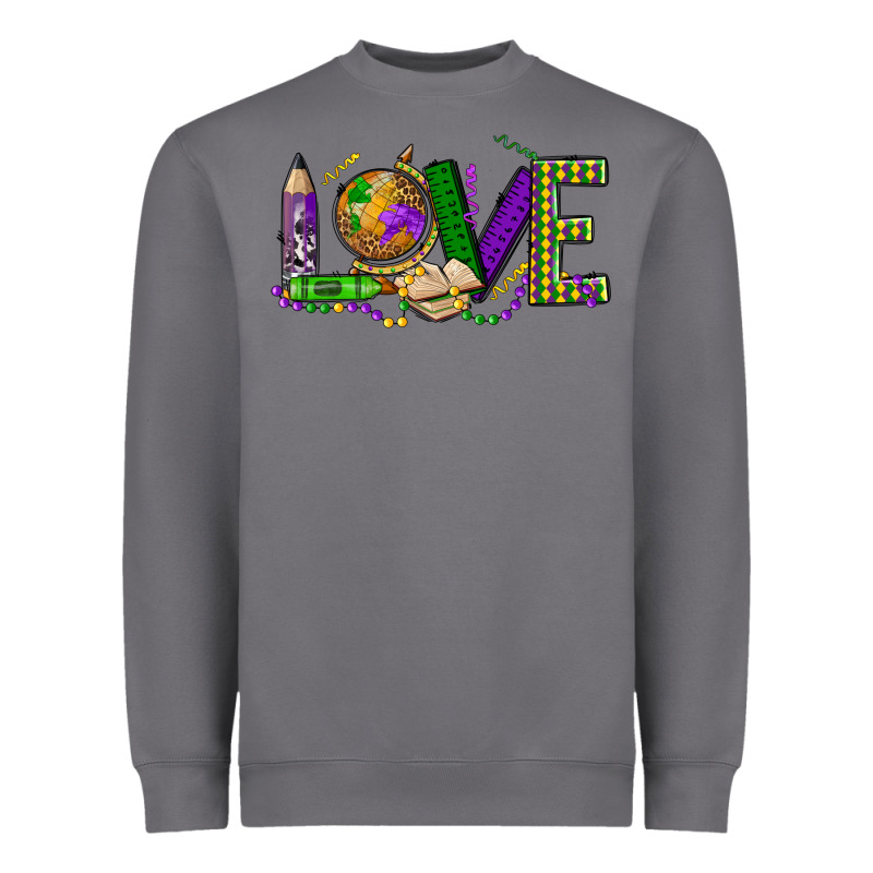 Love Teacher Mardi Gras Heavyweight Sweatshirt by OliviaCreatesArt | Teevron