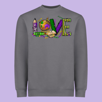 Love Teacher Mardi Gras Heavyweight Sweatshirt Designed By Oliviacreatesart