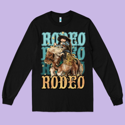 Rodeo Kid Cowboy Midilli Horse Long Sleeve Tee Designed By Howdyjamesfarm