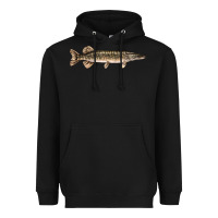 Black Northern Pike Fish Illustrations Heavyweight Hoodie - LillyAllenDesigns