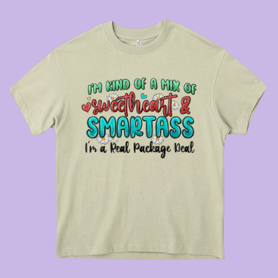 Im  Kind Of A Mix Of Sweetheart And Smartass Heavy Core Tee Designed By Maliassmallbusiness