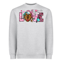 Heather Grey love valentines day nurse Heavyweight Sweatshirt - OliviaCreatesArt