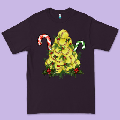Lightning Softball Christmas Tree Premium Tee Designed By Ranaportraitstore