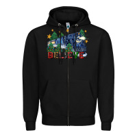 Black believe polar express christmas trees Zipper Hoodie - FaDigitalArtStudio