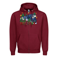 Burgundy believe polar express christmas trees Zipper Hoodie - FaDigitalArtStudio