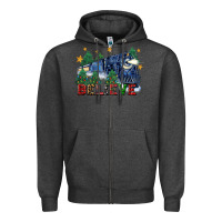 Charcoal Heather believe polar express christmas trees Zipper Hoodie - FaDigitalArtStudio