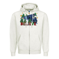 Oatmeal Heather believe polar express christmas trees Zipper Hoodie - FaDigitalArtStudio