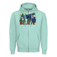 Seafoam believe polar express christmas trees Zipper Hoodie - FaDigitalArtStudio