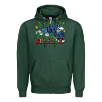 Sports Green believe polar express christmas trees Zipper Hoodie - FaDigitalArtStudio