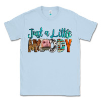 Dusty Blue Western Just A Little Moody Cow Classic Tee - LillyAllenDesigns