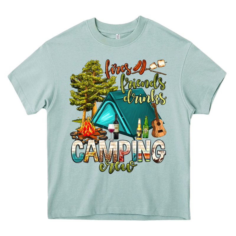 Fires Friends Drinks Camping Crew Heavy Core Tee by NancyCooperArtShop | Teevron