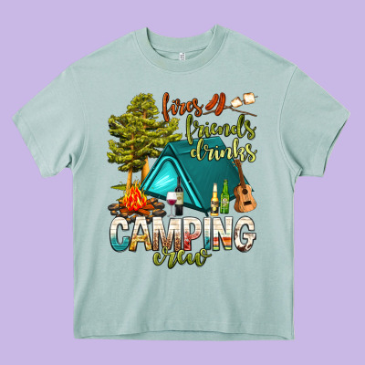 Fires Friends Drinks Camping Crew Heavy Core Tee Designed By Nancycooperartshop