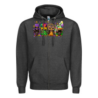 Charcoal Heather mardi gras afro gnomies Zipper Hoodie - FaDigitalArtStudio