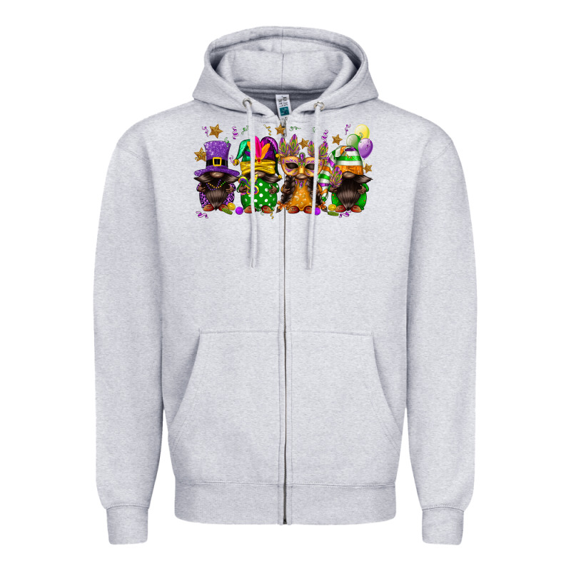 Mardi Gras Afro Gnomies Zipper Hoodie by FaDigitalArtStudio | Teevron