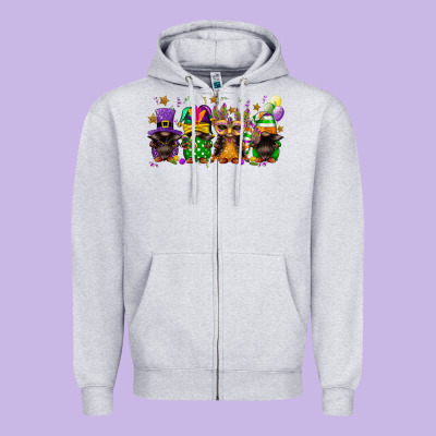 Mardi Gras Afro Gnomies Zipper Hoodie Designed By Fadigitalartstudio
