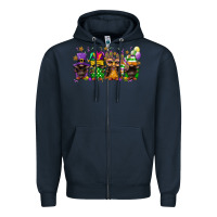 Navy mardi gras afro gnomies Zipper Hoodie - FaDigitalArtStudio