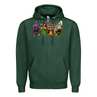 Sports Green mardi gras afro gnomies Zipper Hoodie - FaDigitalArtStudio